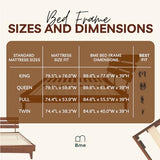 Bme Caden 15-Inch Adjustable Dark Chocolate Bed Frame - Mid Century Modern Design with Solid Acacia Wood Bme