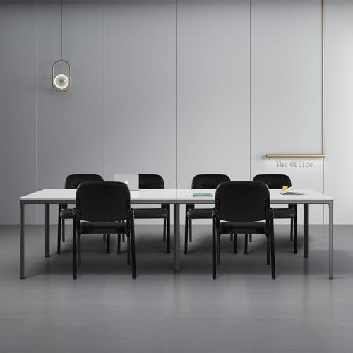 Elevon Waiting Room Chairs No Wheels Set of 4, Leather Stationary Office Reception Guest Chair with Padded Arms for Elderly Desk Conference Room Lobby Table Side Salon Elevon