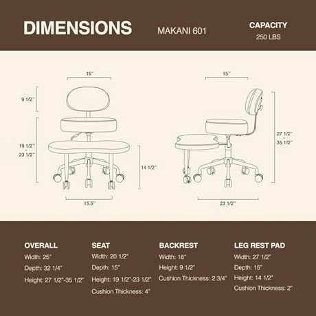 DR.LOMILOMI Ergonomic Cross-Legged Meditation Office Chair – Wide Criss Cross Kneeling Chair with Wheels, Adjustable Lumbar Support, Ideal for Yoga, Study & ADHD – Makani 601 (Standard, Olive) DR.LOMILOMI