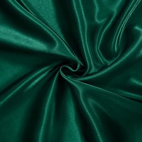 Homiest 7pcs Satin Sheets Queen Size Bed Set - Blackish Green Luxury Silky Satin Bedding - 1 Deep Pocket Fitted Sheet, 1 Soft Flat Sheet, 4 Pillowcases, 1 Body Pillowcase Homiest