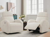 AEMEIOS Swivel Recliner Rocker Nursery, Nursering Glider Recliner, Manual Swivel Rocking Reclining with Double Pockets for Living Room, Corduroy Cream White AEMEIOS