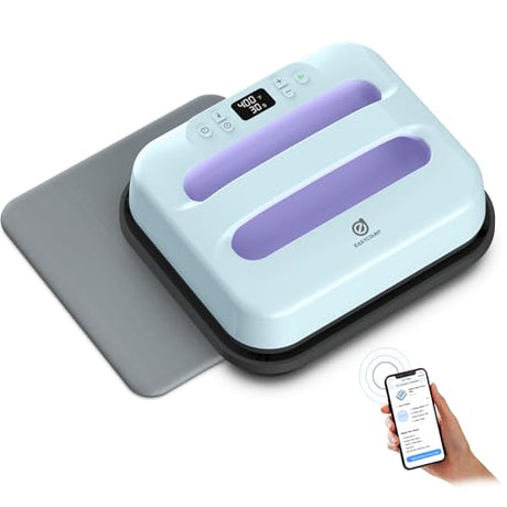 EASYCOUNT E Heat Press 12"X10", Smart Heat Press Machine with Built-in Bluetooth for T-Shirts, Pillows, Tote Bags & More, with Mat (12"X 12") EasyCount E