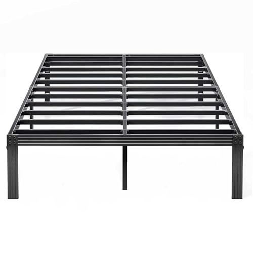 ZIYOO Full Size Bed Frame with Heavy Duty Steel Slat, 14 Inches Platform Bed Frame, Non-Slip Design, No Box Spring Needed, Easy Assembly, Quiet Noise Free, Under Bed Storage Space, Black ZIYOO