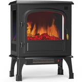 Sweetcrispy Freestanding Electric Fireplace Heater, 26” Indoor Fireplace with 3D Flame Effect, Overheating Safe Design, Energy Saving Space Heater with 12H Timer&Remote for Living Room, Bedroom, Black Sweetcrispy