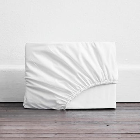 Bed Threads - Cotton Fitted Sheet - Organic Cotton Percale - 200TC - Luxury Organic Bedding - Breathable & Ultra-Crisp - Single Fitted Sheet Only - Machine Washable - Full - Crisp White Bed Threads