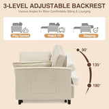 Anwick 3 in 1 Convertible Sofa Bed, Pull Out Couch Bed with Reclining Backrest and 2 Pillows, 54" Full Size Loveseat Sleeper Sofa Futon Couches Bed for Small Spaces, Living Room (Corduroy, Beige) Anwick