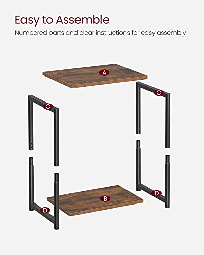 VASAGLE Side Tables Set of 2, Small End Table, Nightstand for Living Room, Bedroom, Office, Bathroom, Rustic Brown and Black ULET272B01 - WoodArtSupply