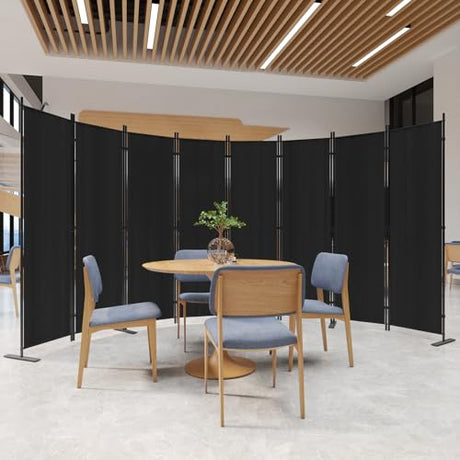 C-Hopetree 8 Panels Room Divider, 6 Ft Tall Indoor Folding Privacy Screen, Portable Partition Separator, Freestanding Separation Temporary Wall for Office, Bedroom, 160" W X 71" H, Black C-Hopetree
