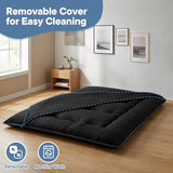 DUMOS Japanese Floor Mattress Twin Size 4-Inch, Futon Mattress Foldable with Removable Washable Cover, Portable Roll Up Tatami Mat for Kids Room, Dorm, Sleepovers and Solo Sleeper, Black DUMOS