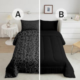 Manfei African Cheetah Wildlife Bed Comforter Set Queen Size Black Wild Animal Skin Super Soft Microfiber Bedding Set for Adults Teens Leopard Print Comforter Set 2 Pillowcases Manfei