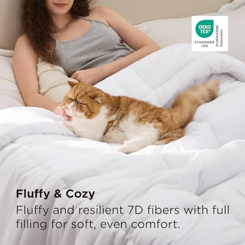Bedsure Comforters Queen Size Duvet Insert, All Season Bed Comforter, Quilted Down Alternative Duvet, Box Stitched Comforter with Corner Tabs, Machine Washable, 88 x 88 Inches (White) Bedsure