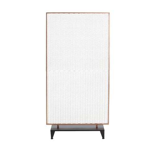 Christopher Knight Home Eldon Metal Room Divider Screen, Tall Single Panel Mesh Privacy Screen, Iron Frame and Modern Design Room Separation, Free Standing Wall Partition, Gold Brushed Brown+Black Christopher Knight Home