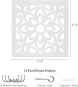 Yizunnu Hanging Room Divider,White DIY Panel Screens Partition,12 Pieces Wood-Plastic Panel Screen,Wall Dividers Room Decoration for Home Bedroom Office Shop Decor, 11.4" x 11.16" YIZUNNU