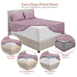 Hearth & Harbor Extra Deep Pocket Sheet Sets, Luxury Soft 6 Piece Bed Sheet Set Fits Mattress 18-24 Inches - Full, Dusty Purple Hearth & Harbor