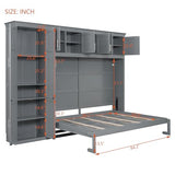 Merax Queen Size Murphy Bed with Cabinets, Gray Merax