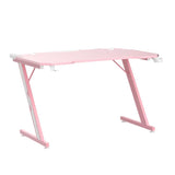 Homall Gaming Computer Desk with Carbon Fiber Surface, Gaming Table Z Shaped Pc Home Office with Cup Holder&Headphone Hook(44 in, Pink) Homall