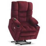 MCombo Large Triple Motor Power Lift Recliner Chair with Massage and Dual Heating, Adjustable Headrest for Tall Elderly People, Fabric 7634 (Burgundy, Large) MCombo