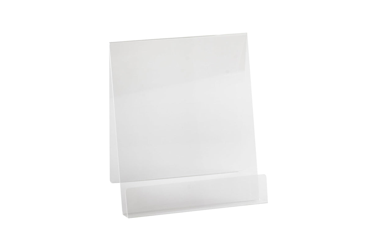 Dazzling Displays Book Easel 8.5 by 11 Slant Back with Lip Paper Stand, Clear Tablet Holder, Thick Acrylic Stand Open Ended Portrait Sized Literature Display for Home, Office, Business, School (1) Dazzling Displays