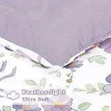 SWESEN Toddler Bedding Set for Girls, Purple Floral Toddler Girls Bedding Set, Soft & Lightweight 4 Piece Toddler Comforter Sets Include Comforter, Flat Sheet, Fitted Sheet, Pillowcase SWESEN