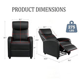 Simple Deluxe Massage Recliner Chair - Adjustable PU Leather Recliner, Luxe Reading Chair & Sofa Chair for Living Room Chairs or Bedroom Chair, Small Recliner for Home Theater, Black Simple Deluxe