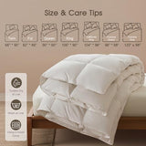 Cobnom® Feather and Down Fibres Comforter Full Size - 100% Organic Cotton, Quill-Free & Ethical, Luxury All Season Duvet Insert (White, 82x86 Inches) Cobnom
