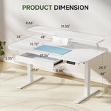 GTPLAYER Electric Standing Desk with Drawers, 48 x 24 Inches Height Adjustable Computer Desk with Monitor Stand, Laptop Stand, Home Office Sit Stand Up Desk with Memory Preset, White GTRACING