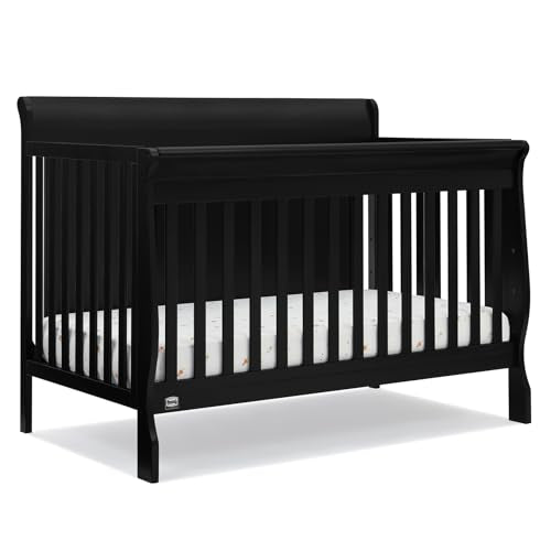 Delta Children Simmons Kids Carter 6-in-1 Convertible Crib - Greenguard Gold Certified, Black Ebony