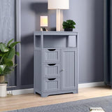 Yaheetech Bathroom Floor Cabinet, Wooden Storage Organizer Multiple Tiers Storage Cabinet, Gray Yaheetech
