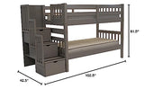 Bedz King Stairway Bunk Beds Twin over Twin with 3 Drawers in the Steps, Gray Bedz King