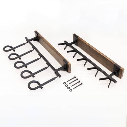 Indoor 5 Gun Rack for Wall, Rifle Rack and Shotgun Wall Mount, Rustic Wood and Solid Steel Supports up to 100 lbs, Vertical Gun Rack Wall Mount for StoreYourBoard