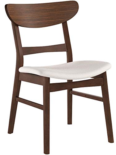 Christopher Knight Home Idalia Dining Chairs, 2-Pcs Set, Rubber Wood, Light Beige / Walnut Finish - WoodArtSupply