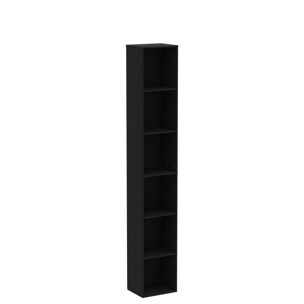 Tall Narrow Bookshelf – 6-Tier Cube Display Rack for Modern Home Office – Black Storage Cabinet by oneinmil - WoodArtSupply