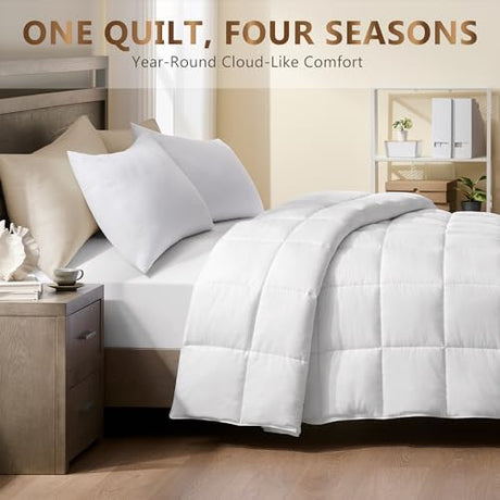 ACCURATEX Lightweight Duvet Insert Queen Size - 100% Cotton Shell, 250GSM Filling Summer Down Alternative Comforter,Ultra-Soft&Breathable, Thin Quilted Duvet Insert with 8 Tabs, Machine Washable,90x90 ACCURATEX