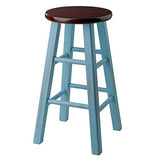 Winsome Wood Ivy model name Stool 13.4 x 13.4 x 24.2" Rustic Light Blue/Walnut Winsome