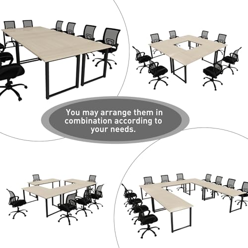 Bonzy Home 6FT Conference Table, 71" L x 32" W x 30" H Long Rectangle Meeting Table, Modern Seminar Table with Super Sturdy Metal Frame for Office, Natural Bonzy Home