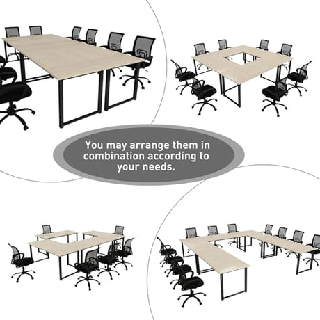 Bonzy Home 6FT Conference Table, 71" L x 32" W x 30" H Long Rectangle Meeting Table, Modern Seminar Table with Super Sturdy Metal Frame for Office, Natural Bonzy Home