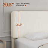 Yaheetech Full Size Bed Frame with Adjustable Headboard, Chenille Fabric Upholstered Headboard/Platform Bed, Full Bed Frame No Box Spring Needed/Wood Slats Support/Easy Assembly/Beige Yaheetech