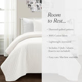 Lush Decor Ava Quilt Diamond Pattern Solid 2 Piece Oversized Bedding Blanket Bedspread Set - Twin-XL - White Lush Decor