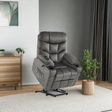 MCombo Power Lift Recliner Chair with Extended Footrest, 2 Cup Holders, USB Ports for Elderly People, Fabric 7286 (Grey) MCombo