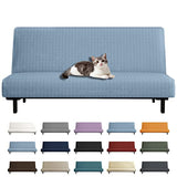 YEMYHOM Futon Cover Latest Jacquard Design High Stretch Armless Sofa Bed Slipcover Anti-Slip Furniture Protector with Elastic Bottom (Futon, Light Blue) YEMYHOM