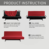 Easy-Going Stretch Futon Slipcover Armless Futon Bed Cover Furniture Protector Without Armrests with Elastic Bottom for Kids, Soft Jacquard Fabric Small Checks (Large, Christmas Red) Easy-Going