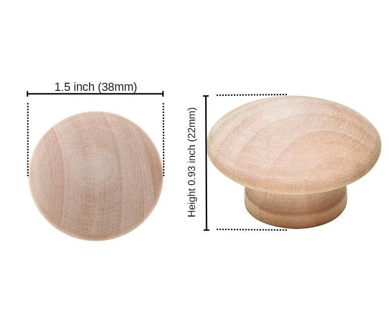 Silverline 6 Pack Round Wood Drawer Knob 1-1/2", Unfinished Cabinet Pulls Handles Hardware for Drawer Wardrobe Dresser Silverline