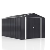VIWAT 8' x 12' Outdoor Steel Storage Shed with Updated Frame Structure and Lockable Doors, Metal Shed Upgrade Height Ideal for Garden, Backyard, and Patio Utility and Tool Storage VIWAT