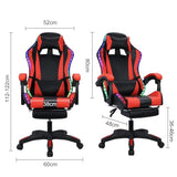 Gaming Chair with Bluetooth Speakers ＆ LED Lights, Ergonomic Massage Computer Chair Height Adjustable, Video Game Chair with 360° Swivel Seat and Headrest, High Back Lumbar Support Design cukoekim