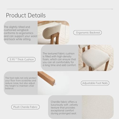 HAIZAO Modern Dining Table Set for 4, 5 Pieces Cream Kitchen Table Set,63Inch White Oval Dining Table with 4 Beige Chairs for Apartment Large Space HAIZAO