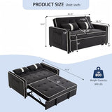 STBIGSLEP 3 in 1 Convertible Sleeper Sofa Bed, Small Couch for Living Room Bedroom with Pullout Bed Adjustable Backrest,Velvet,Loveseat Sofa Bed,Futon Couches (Black) STBIGSLEP