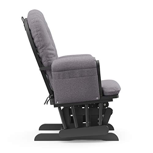 Storkcraft Premium Hoop Glider and Ottoman (Gray with Gray Swirl) – Padded Cushions with Storage Pocket, Smooth Rocking Motion, Easy to Assemble, Solid Hardwood Base Storkcraft