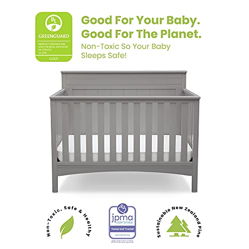 Delta Children Fancy 4-in-1 Convertible Baby Crib - Greenguard Gold Certified, Grey - WoodArtSupply