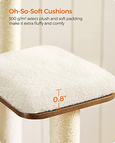 Feandrea WoodyWonders Cat Tree, 65-Inch Modern Cat Tower for Indoor Cats, Multi-Level Cat Condo with 5 Scratching Posts, Perch, Washable Removable Cushions, Cat Furniture, Rustic Brown UPCT166X01 Feandrea