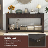 Giantex 63" Farmhouse Console Table with 4 Drawers, Modern Wood Entryway Table, Narrow Long Sofa Tables with Open Storage Shelf for Living Room, Hallway, Entrance, Foyer, Rustic Vintage, Espresso Giantex